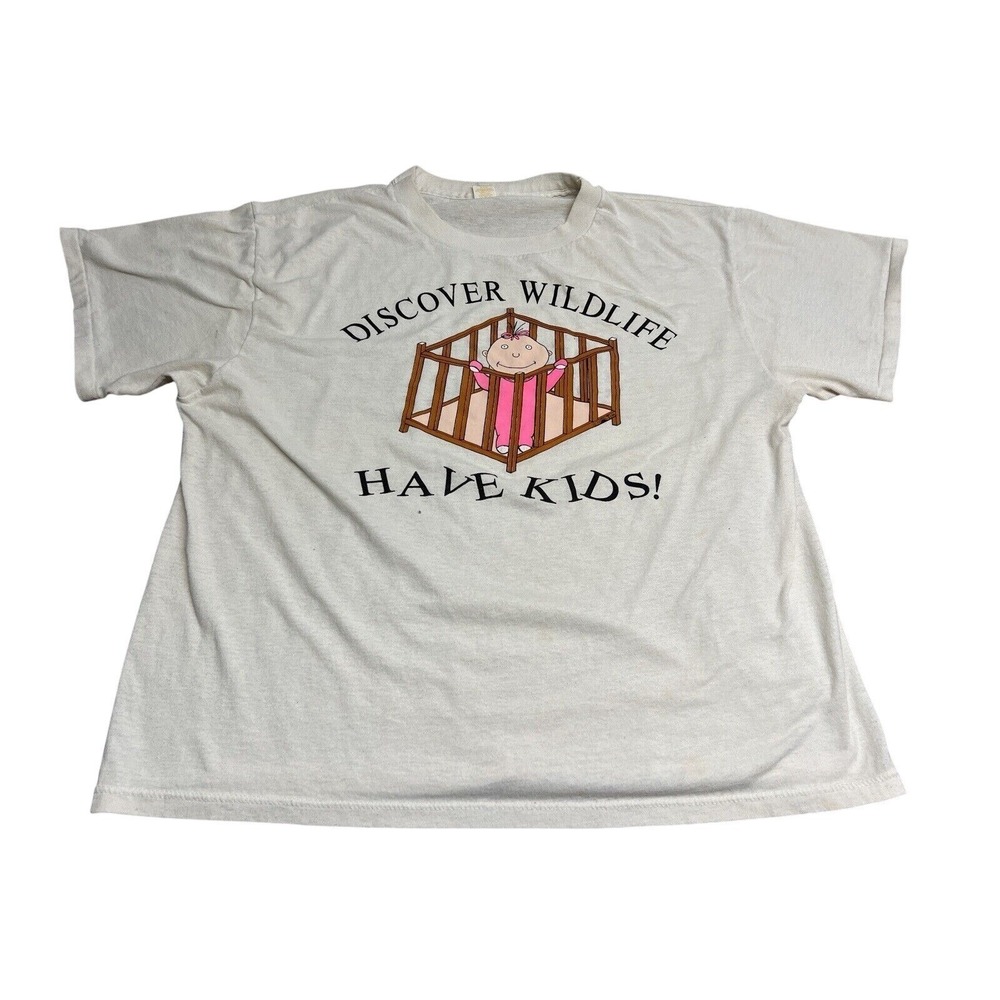 Vintage‎ Funny Slogan T-Shirt Discover Wildlife Have Kids Oversized XL